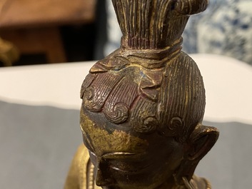 Une figure du Bouddha en bronze dor&eacute;, Sino-Tibet, 17/18&egrave;me
